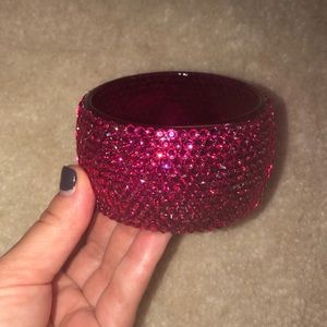 Pink crystal bangle bracelet